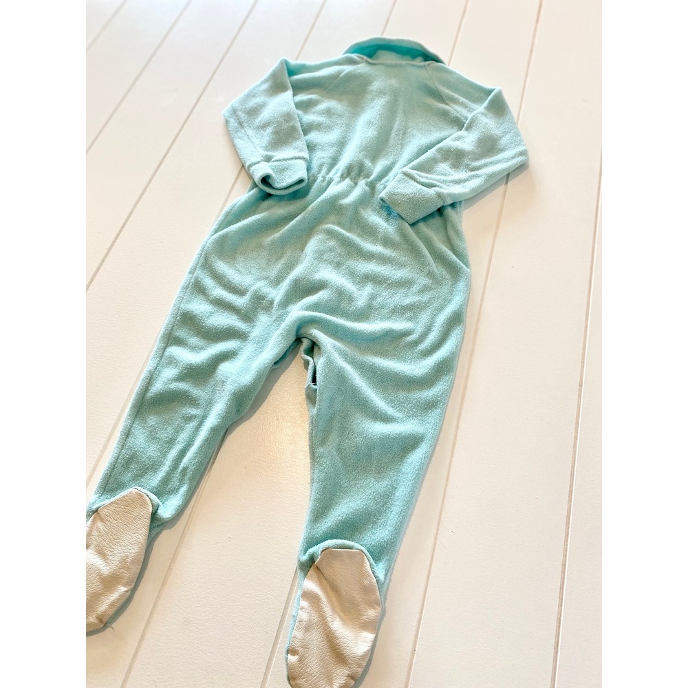 Vintage Winnie the Pooh Fleece Footed Pajamas, Teal Sleeper, 18 Months - Picture 8 of 11